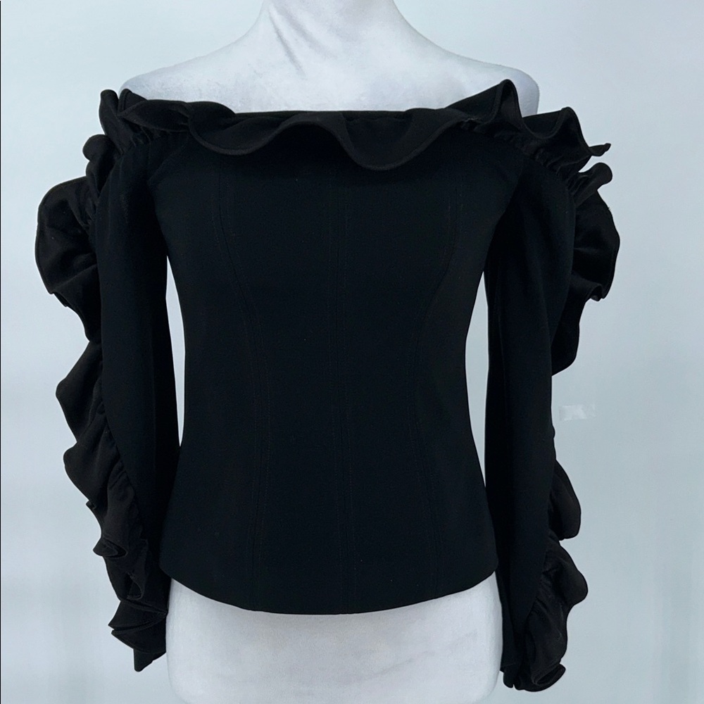 CINQ A SEPT Macie Top Off-the-Shoulder Ruffle Top Size S - Picture 2 of 14
